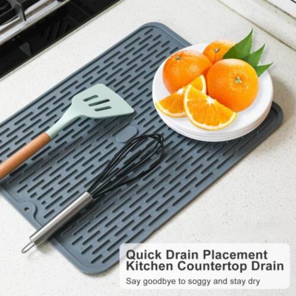 Silicone Durable Cushion Drying Mat For Kitchen Counter Draining Tableware - Picture 10 of 10